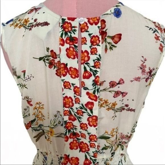 Farm Rio for Anthropologie Smocked Sleeveless Blouse in Ivory Size XS NWOT - Picture 10 of 13